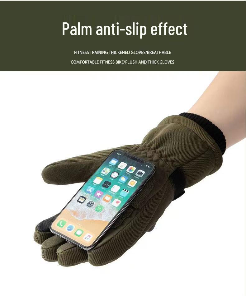 Men's Fleece-Lined Touchscreen Tactical Gloves: Winter Windproof Non-Slip Gloves for Outdoor Sports, Cycling, and Motorcycling.