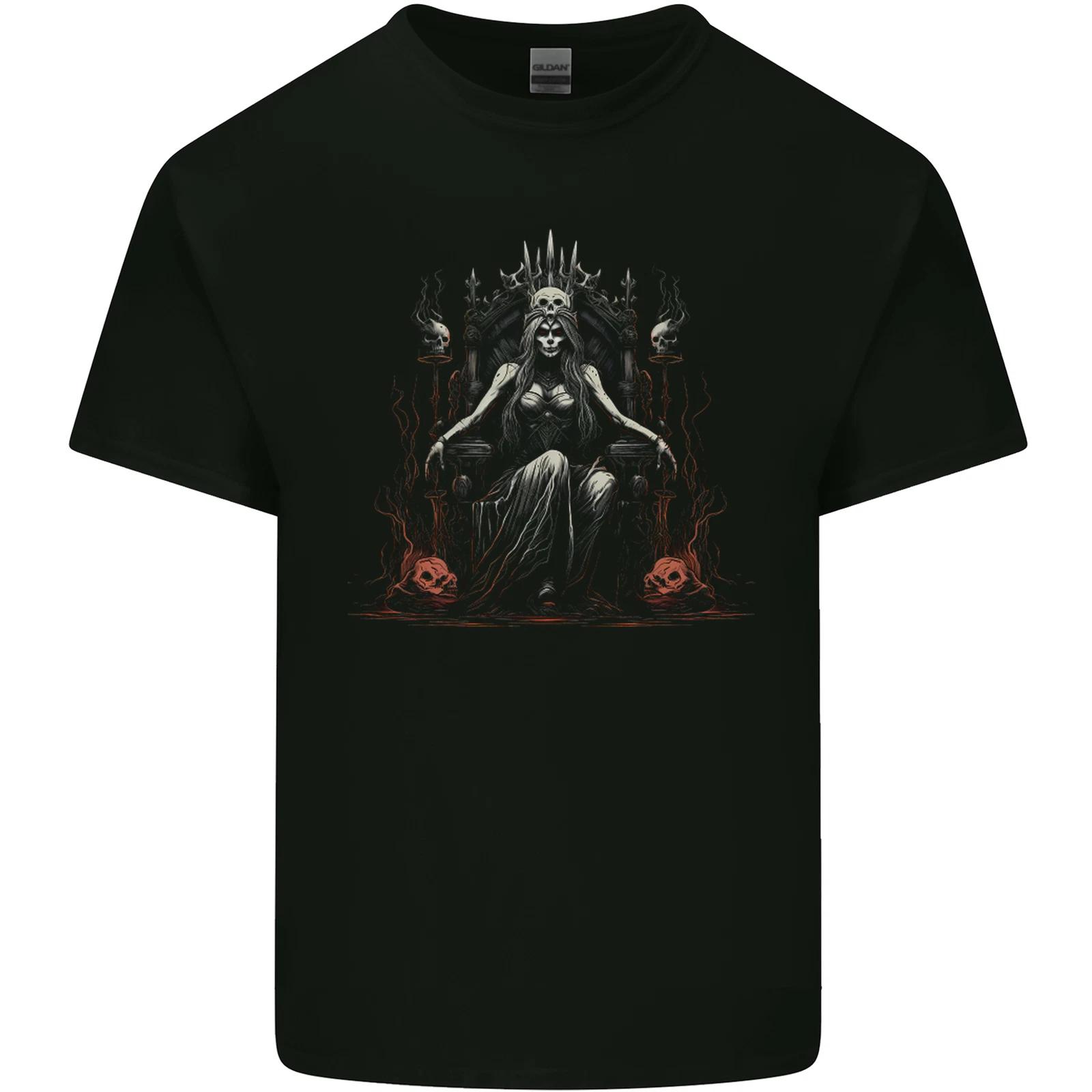 Queen Witch Fantasy Halloween Skulls Demon Kids T-Shirt Childrens S