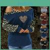 Eye-catching Women's Leopard Print Long Sleeve Cold One Shoulder T-shirt Blouse For Clubs