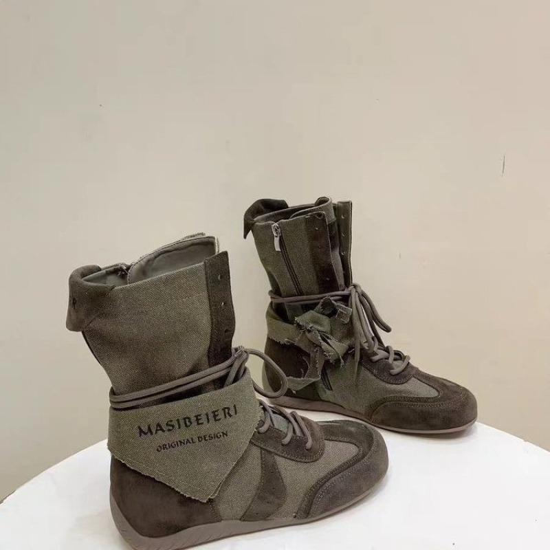 Martin Boots Women's New Autumn Retro Lace-up Matte Locomotive Boots Light and Comfortable Wasteland Wind Tooling Boots