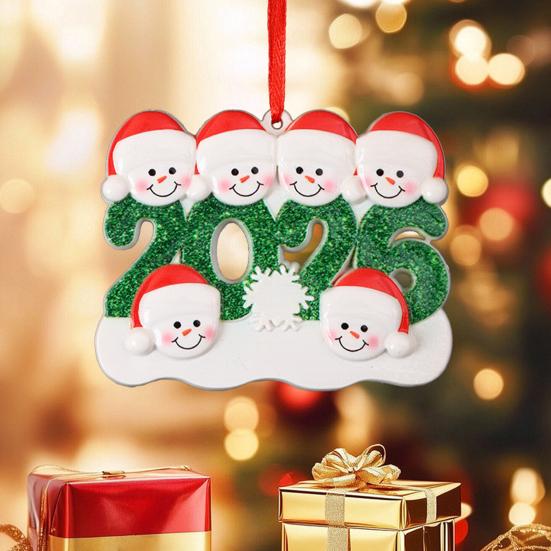 2026 Christmas Family Ornament Santa Hat Snowman DIY Family Name Xmas Tree Hanging Decoration Holiday Gift