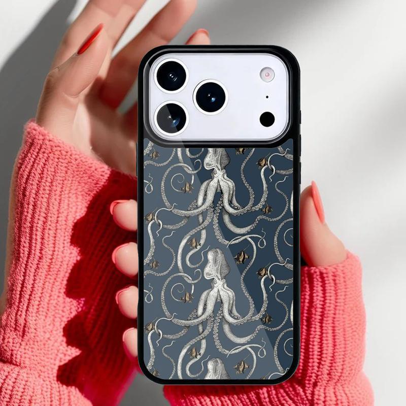 Marine Life Ocean Octopus Print Phone Case for iPhone 17 16 15 14 13 Pro Max Back Cover for 12 11 Pro Coque