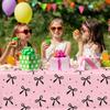 3Pcs Pink Bow Tablecloth,Black Bow Table Decor,Coquette Birthday Decorations Black,Disposable Waterproof Party Supplies for Girls Baby Shower,Bridal