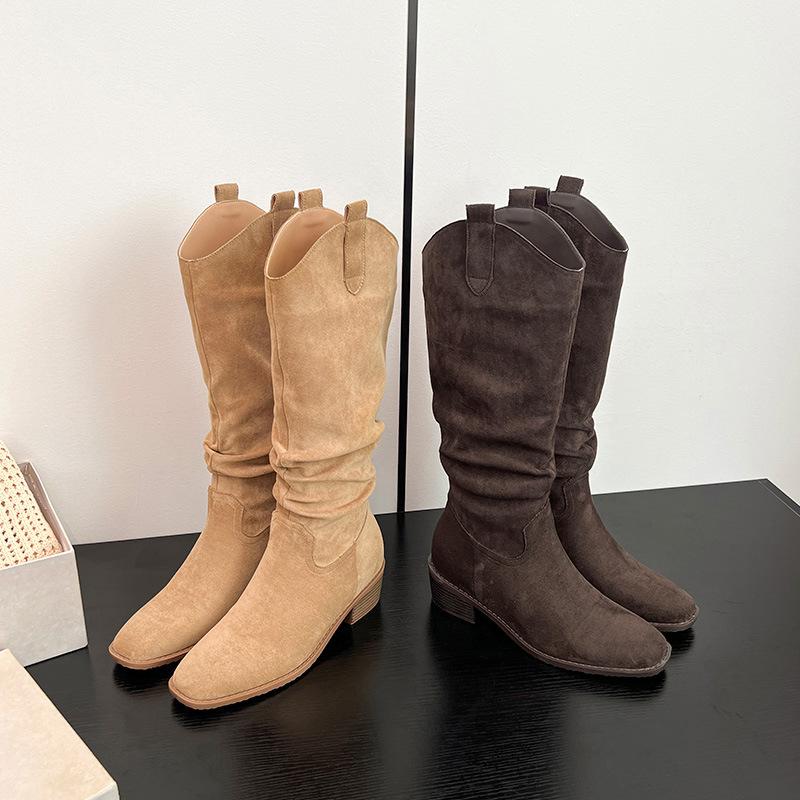 Women's Boots 2026 Autumn/Winter New Mid Length Long Boots Coarse Heel Women's Boots Pile Knight Boots