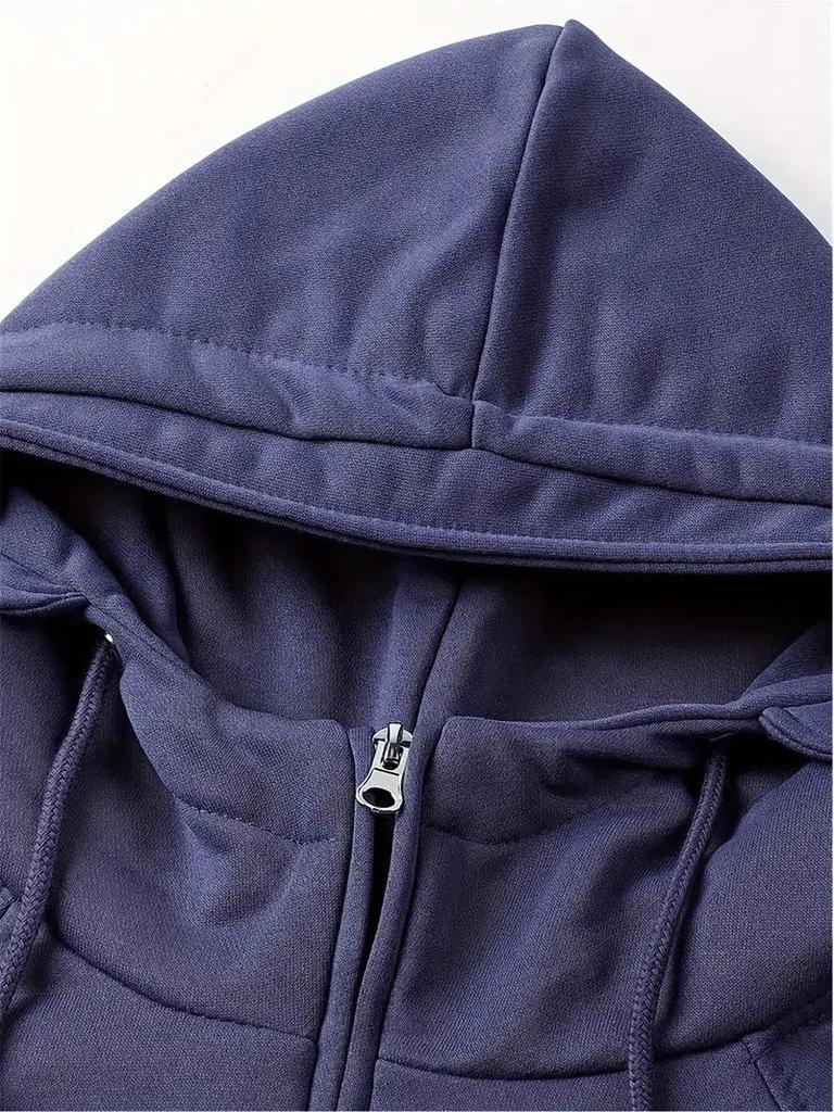 Men's Hooded Solid Color American Style Jacket - Trendy Autumn/Spring Sportswear