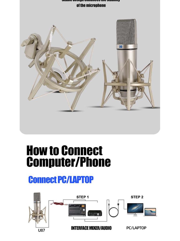 U87 Condenser Microphone Kit for Recording & Streaming: Includes Sound Card for Mobile & Computer