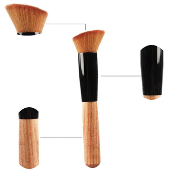 Profesjonalny Pędzel do Makijażu z Drewnianą Rączką, Miękki, do Podkładu, Puder, Róż