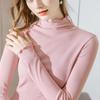 Women's Modal High Neck Long Sleeve Shirt - Elastic Slim Fit, Trendy Thin Style for Spring, Autumn, and Winter.