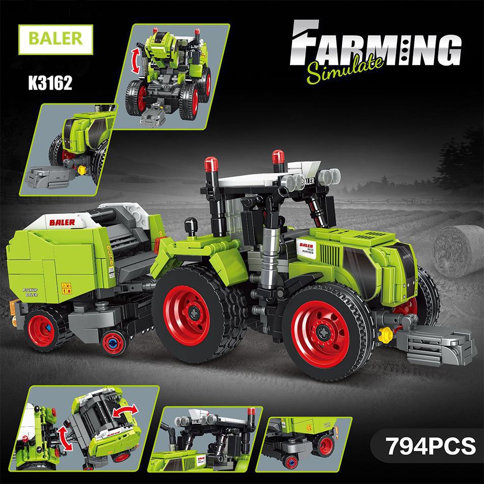 Technischer Mähdrescher Ballenpresse Langlebige Mähmaschine Bausteine MOC Landwirtschaft Simulation Modell Montage LKW Steine Spielzeug Für Kinder Als Geschenke