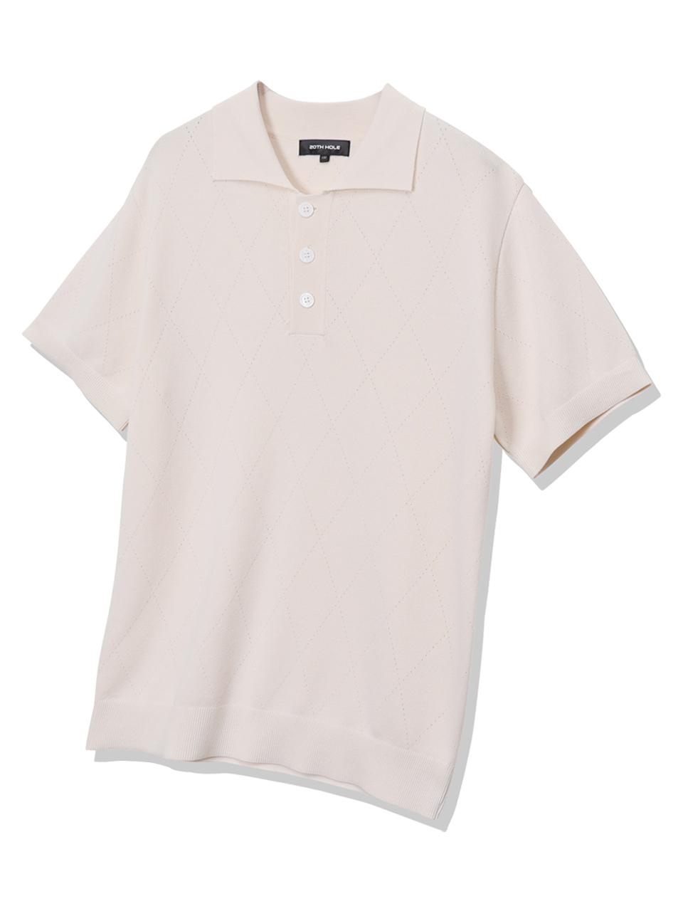 Twenis Hall Argyle Punching Knit [Oatmeal] Oatmeal/100
