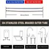 1 Pair 24-Inch Long Braided Stainless Steel Faucet Connector Hose, 3/8-Inch Female Compression Thread To M10 Male Connector