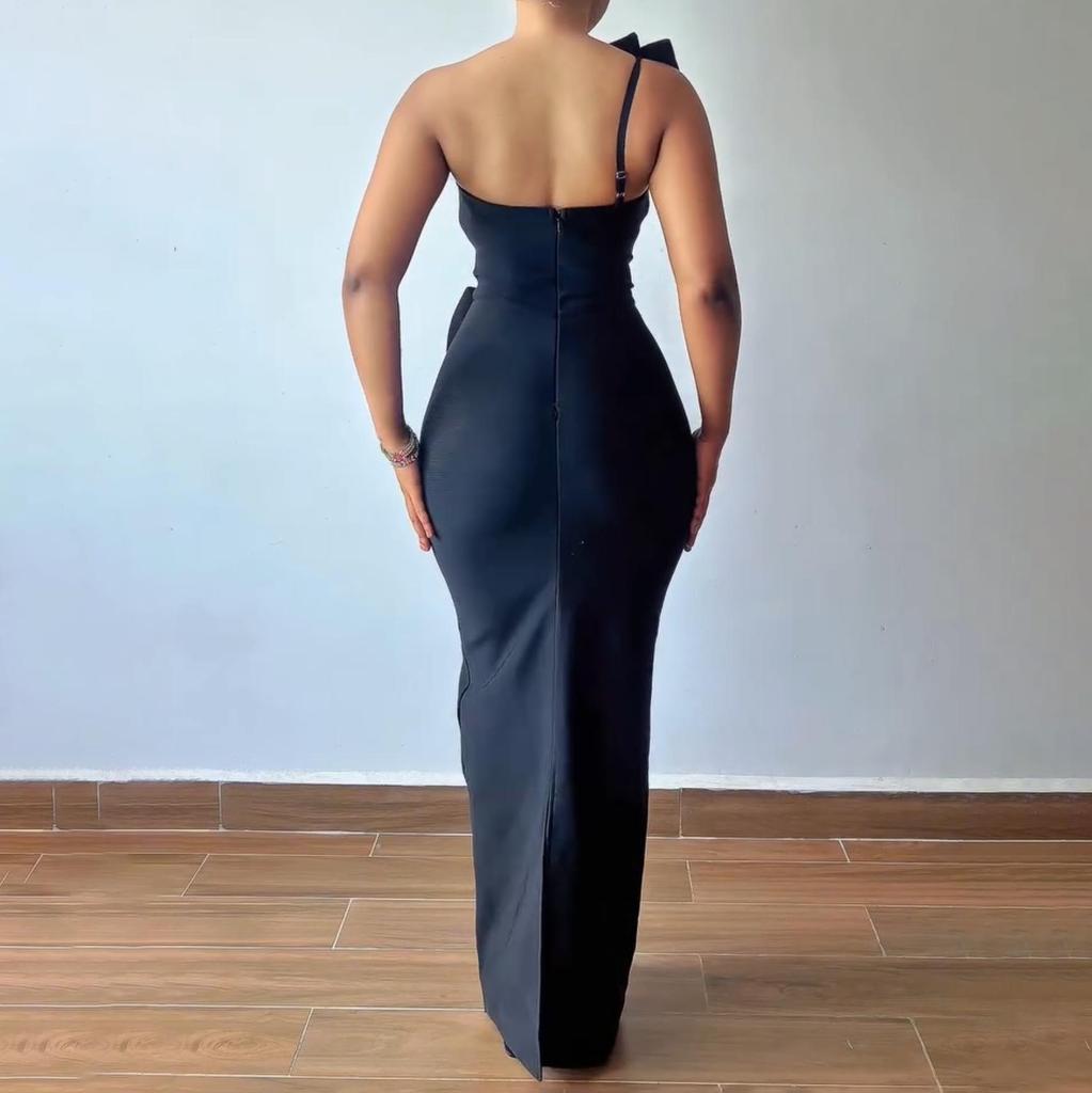 Elegant Strapless Diamond-Embellished Slim-Fit Bandage Evening Dress