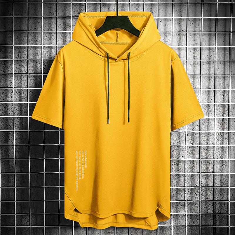 Men's Trendy Summer Hooded Short Sleeve T-Shirt for Casual Outdoor Sports