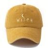 StoffHerstellung Unisex WITCH Baseballkappe Geeignet für Halloween Vintage Gewaschen Gebogener Schirm mit WITCH Sternen Print Leichtgewicht