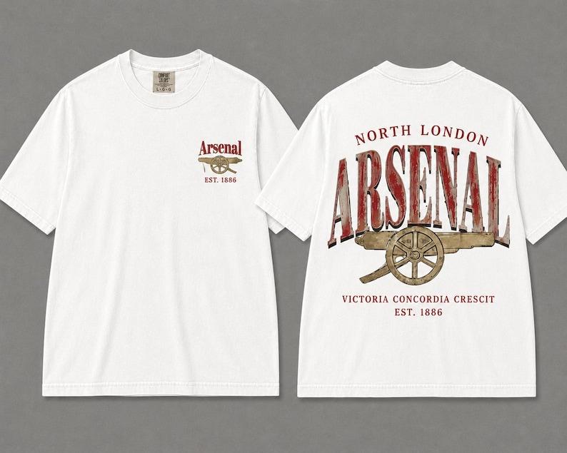 Comfort Colors Arsenal Back Print Shirt, Vintage Arsenal Cannon Graphic Tee, Retro North London Football Club T Shirt, Gunners Fan Gift M
