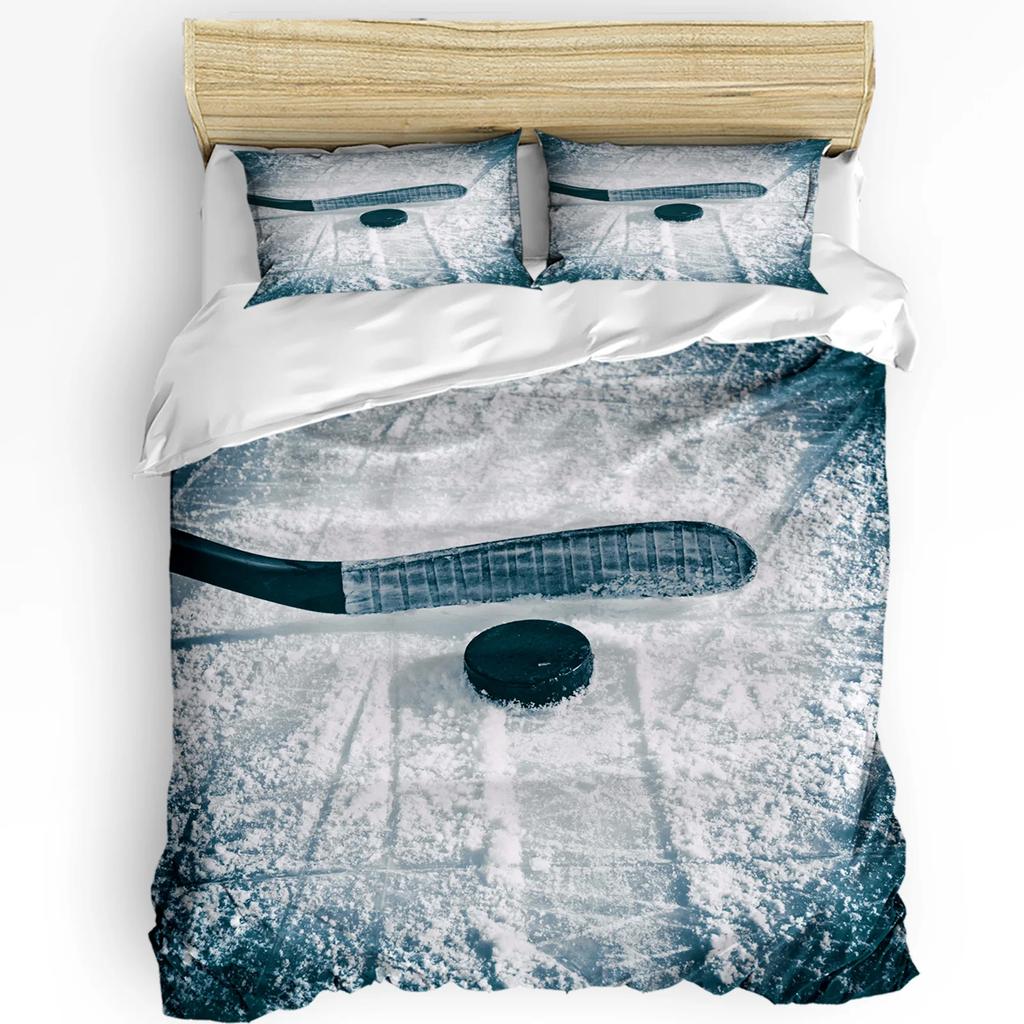 Hockey Bedding Collection For Bedroom Bed Home Hockey Player Makes A Strong S On Goal Rival Il Duvet Cover Quilt Cover Pillowcase