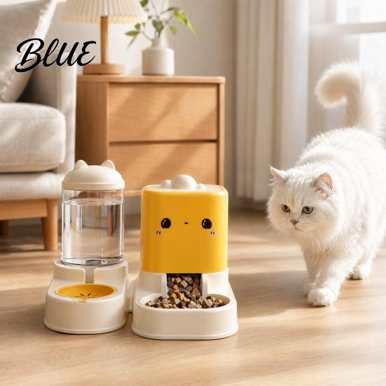 Cat Food Dispenser 2Pcs/Set Automatic Pet Feeders Feeder And Water Convenient Dispenser