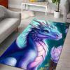15 Größen Blau-lila Drachen-Blumenmuster Druck Teppich für Wohnzimmer Schlafzimmer Sofa Fußmatte Heimdekoration Rutschfeste Bodenmatte