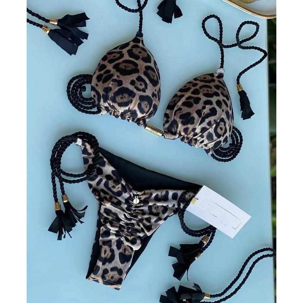 

Новый женский сексуальный раздельный купальник бикини с принтом в виде веревки M