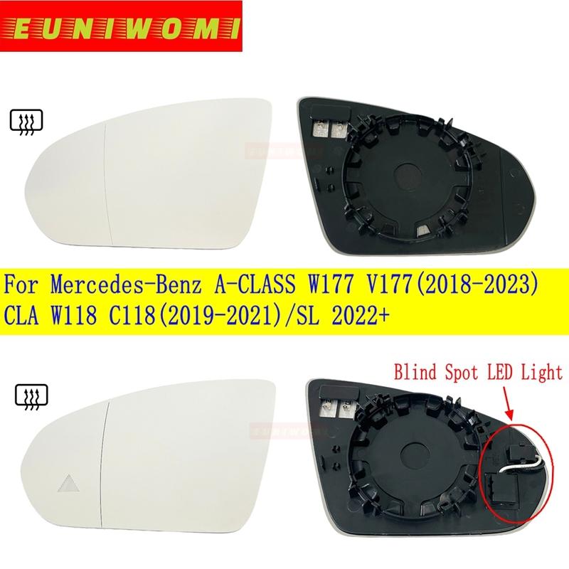 Weitwinkel beheiztes Spiegelglas mit Totwinkel für Mercedes-Benz A-KLASSE W177 V177(2018-)/CLA W118 C118(-)/SL +