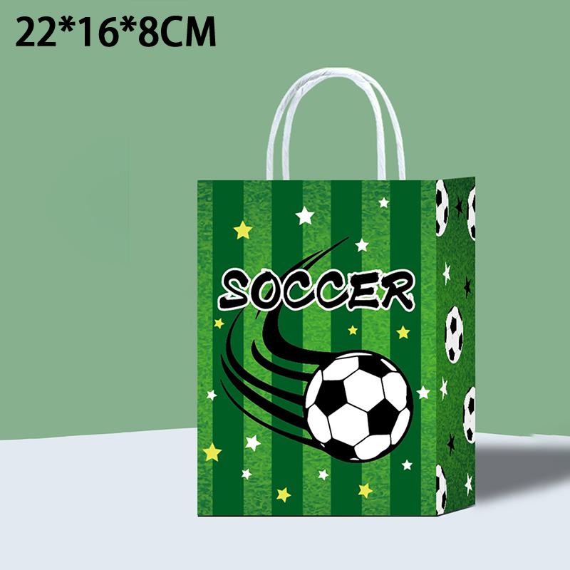 Football-Themed Tote Bag Party Football Pattern Gift Bag Sporty Shopping And Beverage Paper Bag