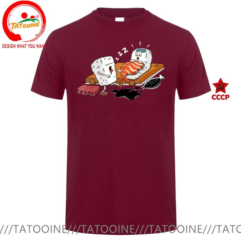 Funny Design Sleepwalking Sushi Sred Doublet Unisex Fashion Trendy Casual Clothing Stylish Tops Tee Shirt Leisure Tshirt Unisexs
