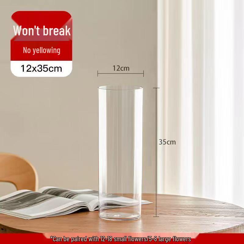 

Acrylic Drop-Proof Transparent Cylinder Vase for Flower Arrangements