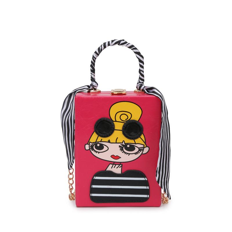 

Personalized and creative small bag 2025 new European and American fashion printed glasses beautiful women shoulder bag crossbody box bag tide рожевий