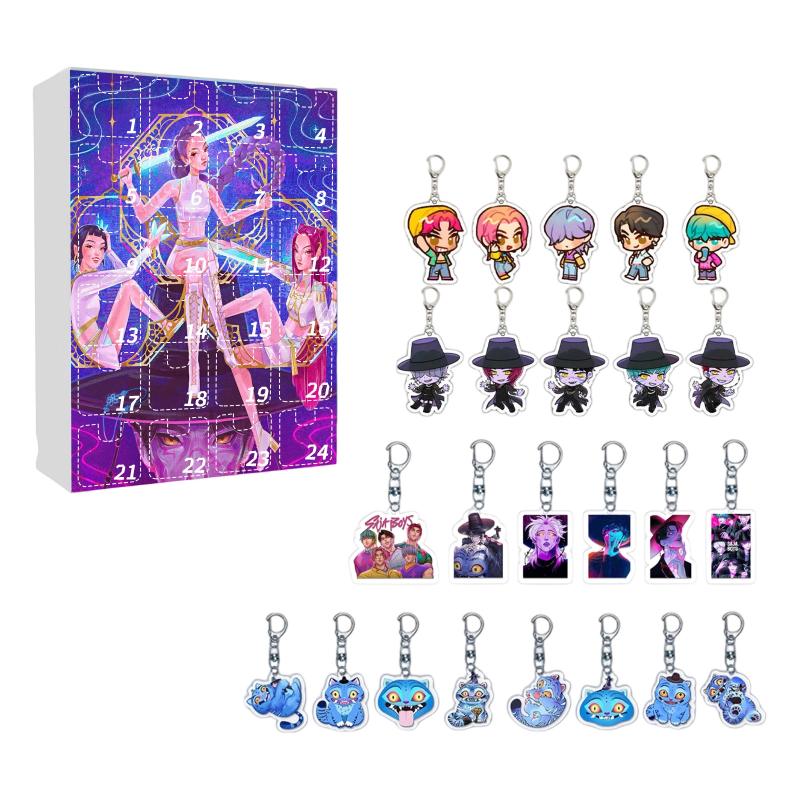 Kpop Caçadores de Demônios Caixa Surpresa Caixa Misteriosa 24 Dias Contagem Regressiva de Natal Calendário do Advento Chaveiro Pingente de Bolsa Presente de Festival