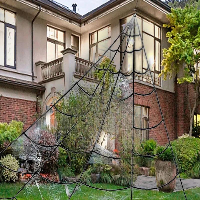 5m Halloween Spinne Dreiecksnetz Simulation Extra Groß Plüsch Spinnennetz Geisterfest Innen- und Außendekoration Requisiten