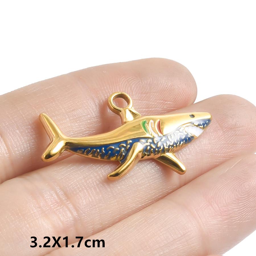 6pcs Enamel Marine Animal Starfish Fish Tail Sea Turtle Stainless Steel Charms For Jewelry Making Bulk Handmade Keychain Pendant