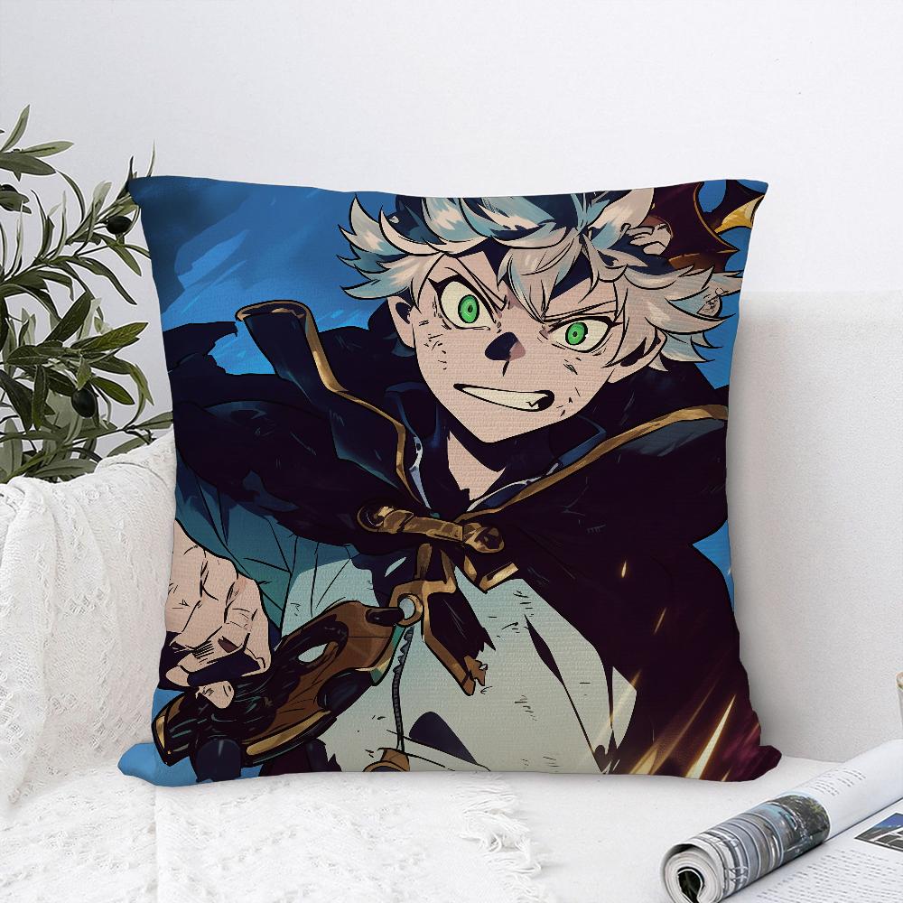 Cartoon Black C-Clover Pillow Case Sofa Decorative Home Double-sided Print Plush Square Throw Pillow Covers Cushion Decor Cover
