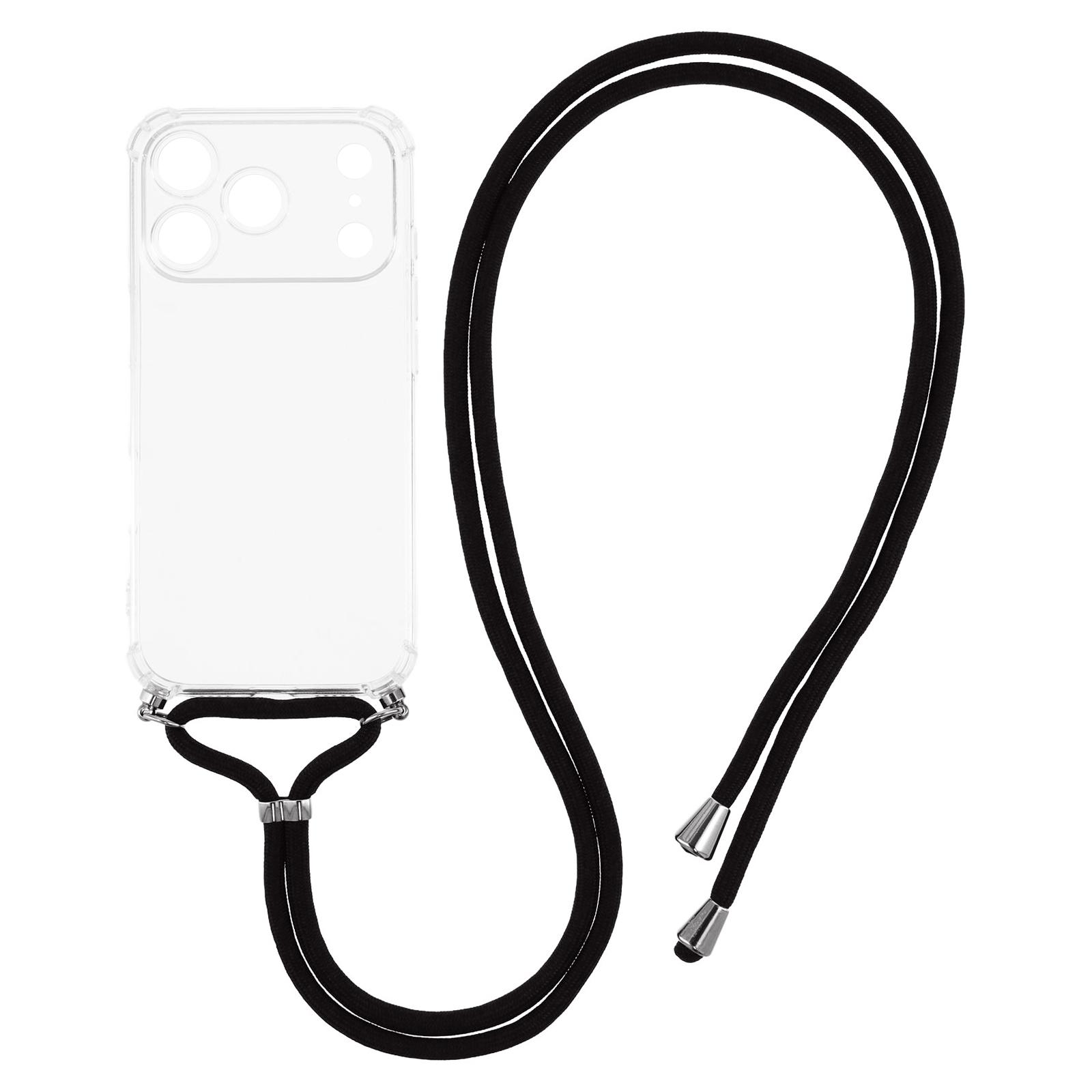 

For iPhone 17 Pro Case Reinforced Corner TPU Clear Phone Cover with Lanyard A