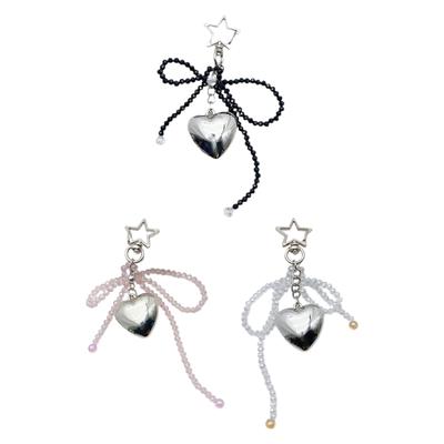Cute Love Heart Mobile Phone Chain Creative Mobile Phone Chain with Beaded Bowknot Dainty Heart Hangings Decoration