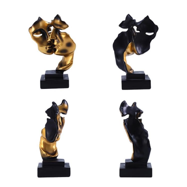 Elegant Living Room Decoration Kiss Couple Accessories Lovers Statue Resin Figur