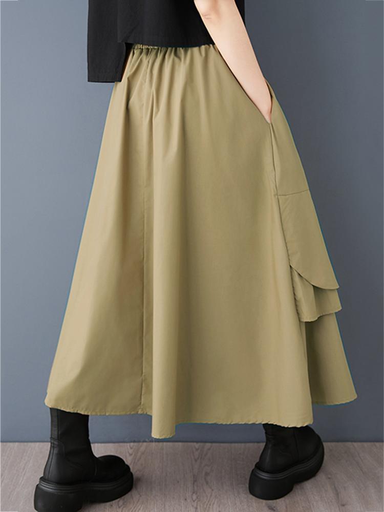 Xitao Asymmetrischer Rock mit Pailletten und Knopftasche GMM1283