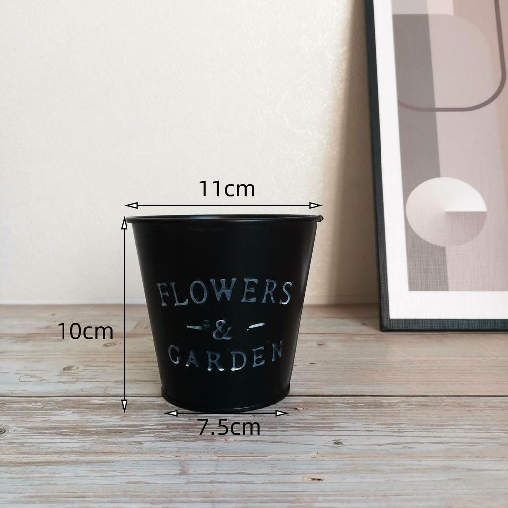 Tin Flower Pot with Hemp Rope Succulent Holder - European Pastoral Wrought Iron Bucket