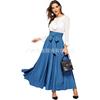 Women's High Waist Bow Tie Maxi Skirt Solid Color A Line Flowy Elegant Casual Work Party Skirts