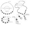 Fashionable Square Black Diamond Necklace Set Simple Geometric Inlay Splice Earrings Bracelet Necklace Jewelry Accessories Gifts