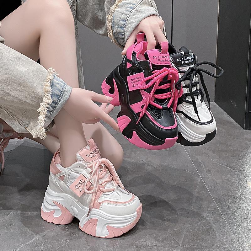 Frühlings- und Herbst-Damenschuhe mit höhenverstärkenden, modischen Kreuzriemen, vielseitige Damenschuhe mit dicker Sohle