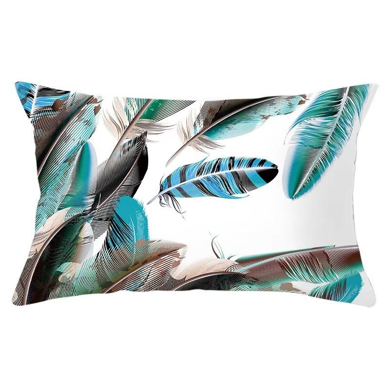 30X50cm Feather Pattern Printed Decorative Cushion Bedroom Living Room Backrest Home Rectangular Pillowcase