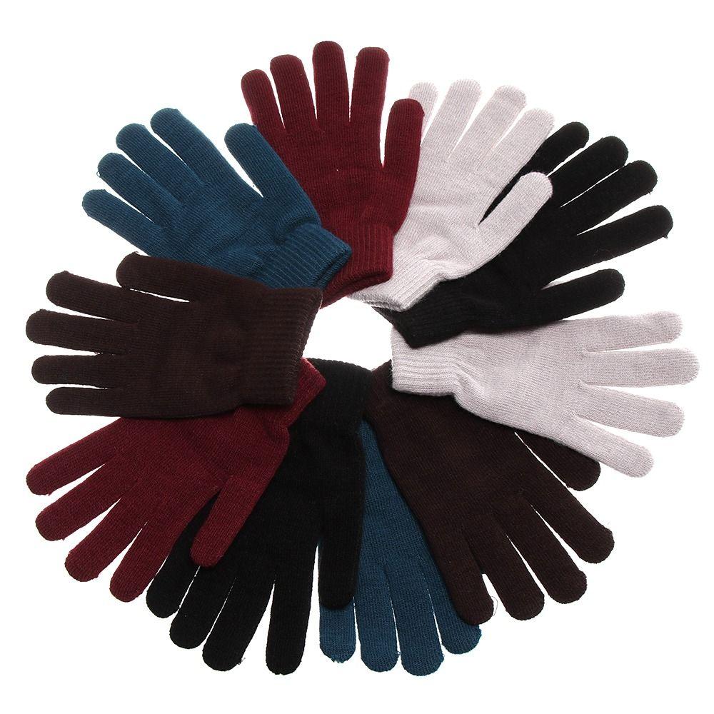 Plush Lining Full Fingered Gloves Thicken Women Men Mittens Ribbed Knitted Gloves  Daily Wear