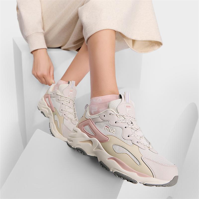 FILA Versatile Simple Retro Low-Top Casual Shoes Women sneaker White-Agate-Gray White-Sand-Gray F12W422113FWW