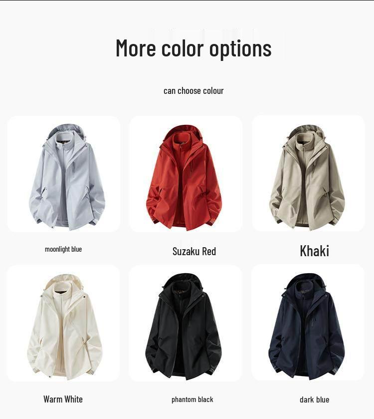 Three-in-One Custom Expedition Jacket: Winter Team Workwear with Logo, Plus Velvet Lining and Thickened Cotton