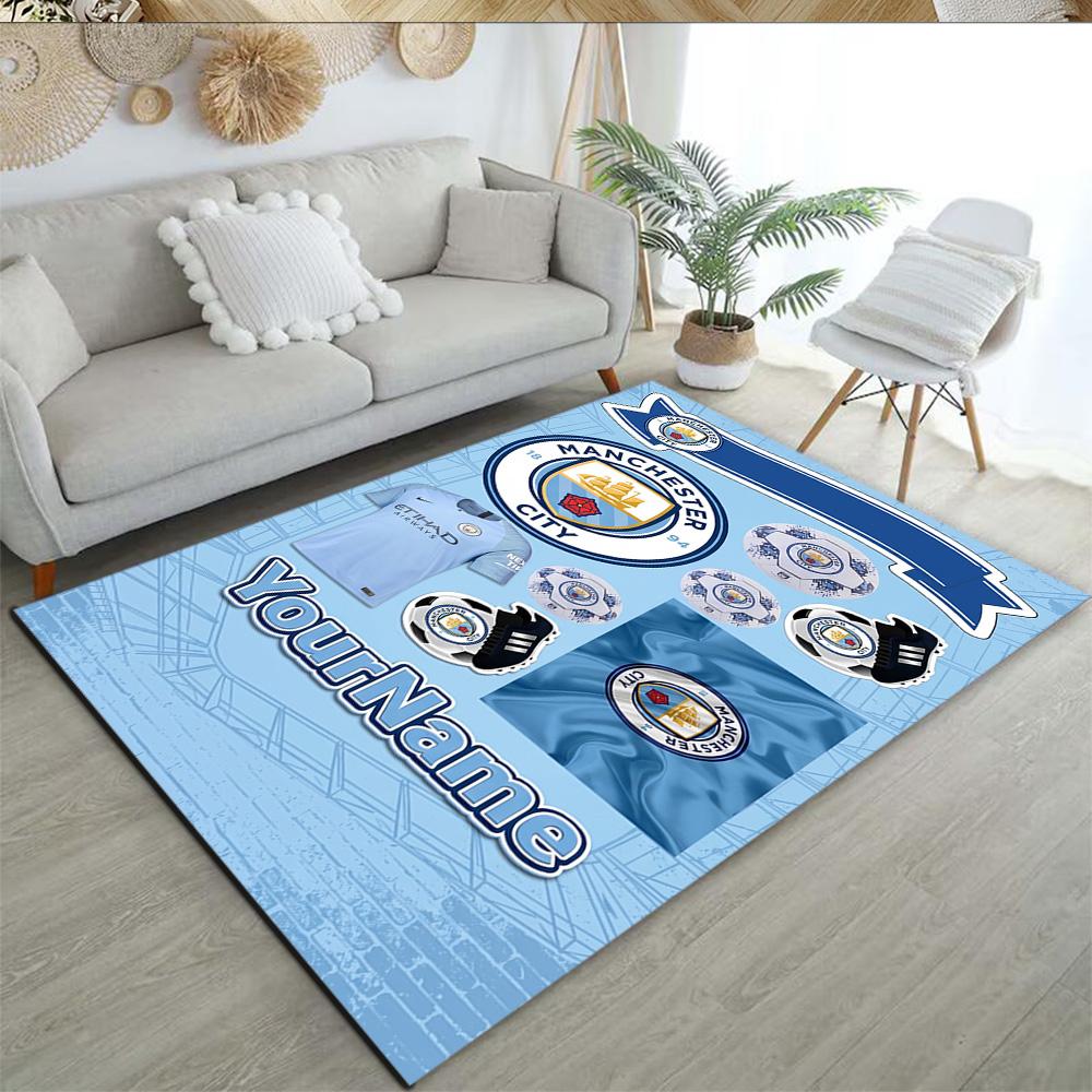 Manchester City Customize Your Name Carpet Perfect for Outdoor Kitchen Entryway Foyer Antislip Carpet Anime Office Decor Best for Christmas