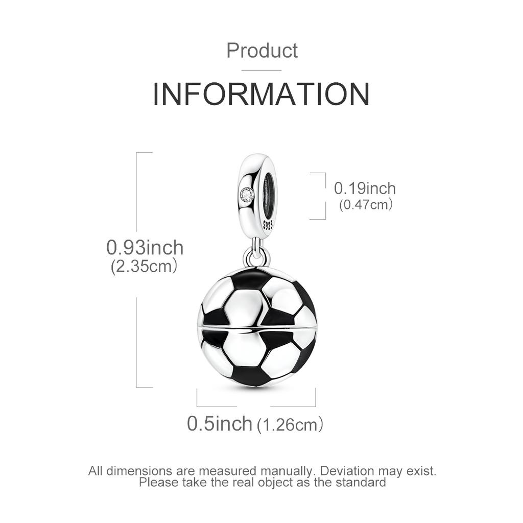 Original 925 Sterling Silver Charms Can Open Football Pendant Fit Original Bracelet Necklace For Women Men DIY Jewelry Gift