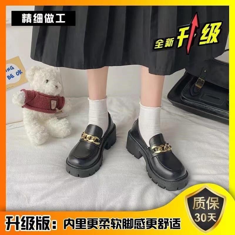 Student platform high-heeled college style Mary Jane jk small leather shoes women's new Korean version chain British style single shoes