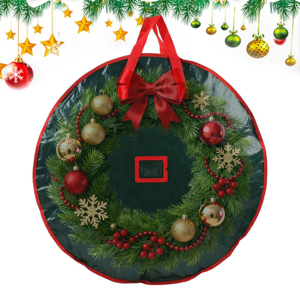 30-inch Christmas Wreath Storage Container PE Waterproof Fabric Zippered Box Christmas Wreath Storage With Reinforced Handles