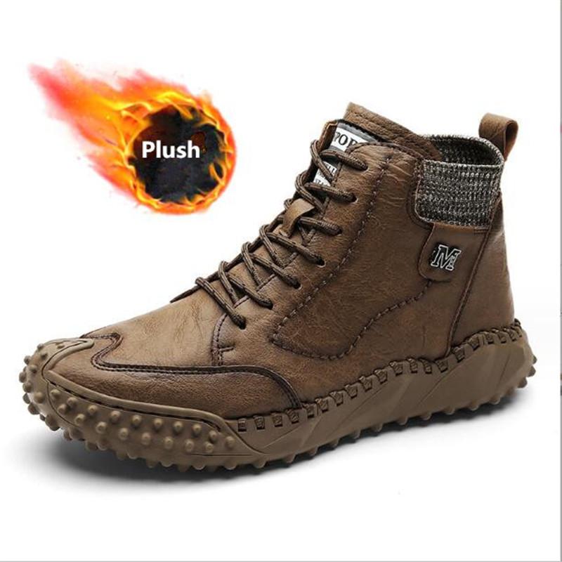 Winter Warm Men's Casual Shoes Fashion Handmade Men's Boots Comfortable Men's Ankle Boots Outdoor High Quality Hiking Boots Men