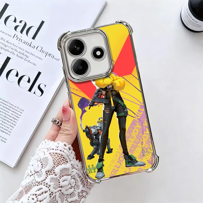 V-Valorant Killjoy Soft Phone Case For Xiaomi Redmi Note 14 15 Pro Plus 13 12 11S 11T 5G 10 9S 9 Plating Anti-Fall Fundas Redmi Note 9S